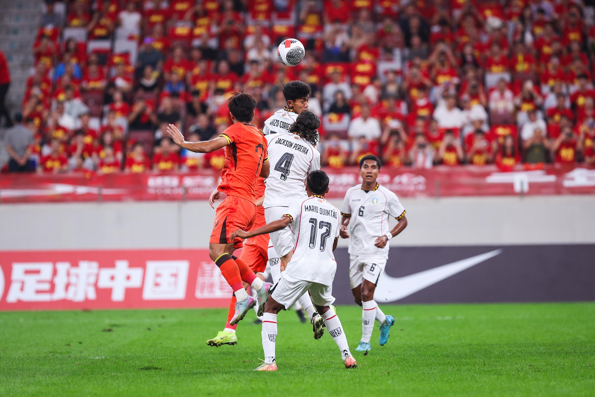 国青vs东帝汶全场数据：国青9射正进2球，对手2射正进1球